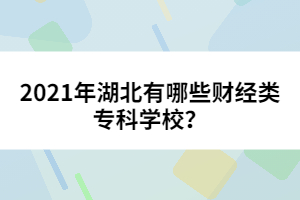2021年湖北有哪些财经类专科学校？