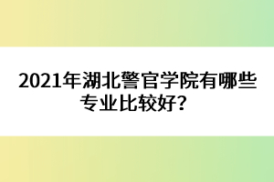 2021年湖北警官学院有哪些专业比较好？