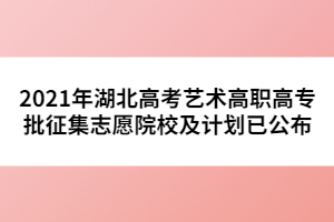 2021年湖北高考艺术高职高专批征集志愿院校及计划已公布